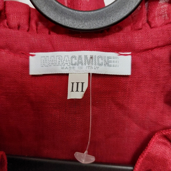 Naracamicie New Red Ruffled Linen Blouse Size S - Picture 2 of 7